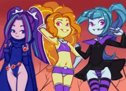 Size: 1584x1152 | Tagged: suggestive, artist:drantyno, banned from derpibooru, adagio dazzle, aria blaze, sonata dusk, human, equestria girls, cameltoe, child, clothes, costume, lolicon, panties, teen titans, the dazzlings, underage, underwear, young, younger