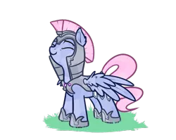 Size: 862x685 | Tagged: safe, artist:neuro, oc, unofficial characters only, crystal pony, pegasus, pony, armor, crystal guard, crystal guard armor, cute, eyes closed, female, guardsmare, mare, royal guard, simple background, smiling, solo, spread wings, transparent background, wings