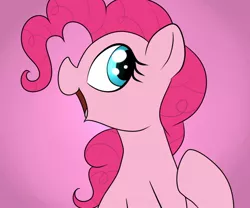 Size: 1200x1000 | Tagged: safe, artist:datte-before-dawn, pinkie pie, earth pony, pony, bust, cute, female, mare, open mouth, pink background, raised hoof, simple background, solo