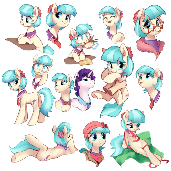 Size: 2400x2400 | Tagged: safe, artist:luciferamon, paywalled source, coco pommel, rarity, earth pony, human, pony, unicorn, blushing, bowtie, bust, butt, clothes, cocoa cantle, cocobetes, coffee, cup, cute, drinking, elusive, eyes closed, female, flower, flower in hair, glasses, hand, happy, holding a pony, hooves together, image, jpeg, leaning, levitation, lying down, magic, male, mare, mug, necktie, offscreen character, open mouth, paper, plot, ribbon, rule 63, simple background, sketch, smiling, solo focus, spit take, spitting, stallion, surprised, table, tail, teacup, telekinesis, tongue out, white background, wide eyes