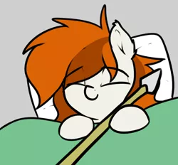 Size: 636x589 | Tagged: safe, artist:neuro, oc, oc:brave, unofficial characters only, earth pony, pony, blanket, cute, eyes closed, female, guardsmare, mare, pillow, royal guard, sleeping, solo, spear, weapon