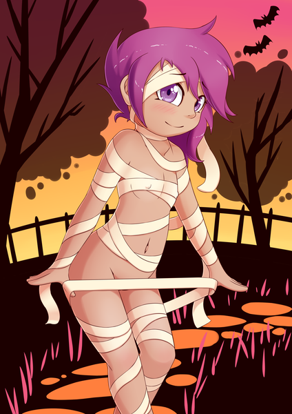 Size: 2480x3508 | Tagged: questionable, artist:fearingfun, banned from derpibooru, scootaloo, human, bandage, female, halloween, holiday, humanized, image, lolicon, mummy, nightmare night, png, solo, solo female, strategically covered, underage