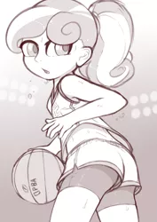 Size: 2550x3600 | Tagged: artist:fearingfun, basketball, explicit source, gym shorts, human, humanized, open mouth, sports, suggestive, sweat, sweetie belle