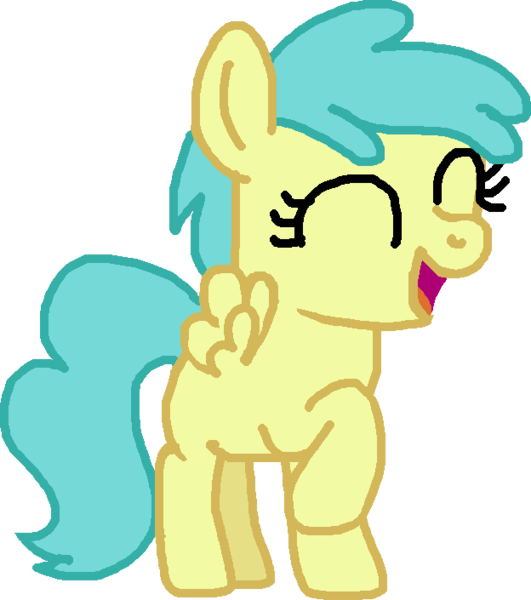 Size: 624x705 | Tagged: safe, artist:mario64, derpibooru import, rainy feather, pegasus, pony, secrets and pies, 1000 hours in ms paint, cute, drawn on scratch, female, filly, grin, image, ms paint, png, rainybetes, raised hoof, simple background, smiling, solo, transparent background