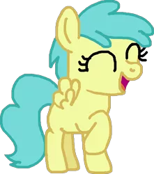 Size: 624x705 | Tagged: safe, artist:mario64, derpibooru import, rainy feather, pegasus, pony, secrets and pies, 1000 hours in ms paint, cute, drawn on scratch, female, filly, grin, image, ms paint, png, rainybetes, raised hoof, simple background, smiling, solo, transparent background