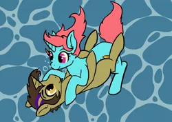 Size: 1684x1191 | Tagged: safe, artist:aripegio del mandolino, oc, unofficial characters only, pony, unicorn, air bubble, bubble, female, horn, hug, in water, male, mare, oc x oc, shipping, stallion, straight, underwater