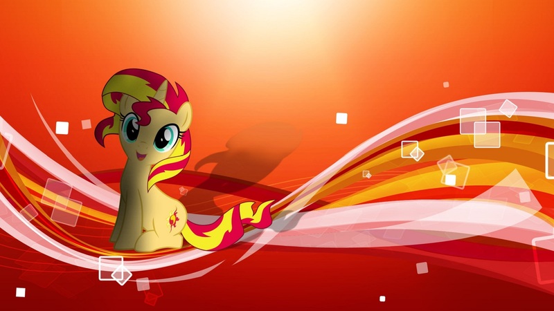 Size: 1920x1080 | Tagged: safe, artist:light262, artist:ponybrony97, derpibooru import, edit, editor:ponybrony97, sunset shimmer, pony, unicorn, abstract background, cute, ears up, eyes open, female, full body, happy, image, jpeg, looking at you, mare, open mouth, shadow, shimmerbetes, sitting, smiling, solo, vector, wallpaper, wallpaper edit