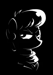 Size: 1440x2024 | Tagged: safe, artist:azdaracylius, ms. harshwhinny, earth pony, pony, black and white, bust, female, grayscale, lidded eyes, mare, monochrome, portrait, solo