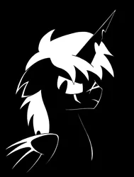 Size: 2264x2992 | Tagged: safe, artist:azdaracylius, oc, oc:skull ripper, unofficial characters only, demon, demon pony, original species, pony, black and white, bust, frown, grayscale, male, monochrome, portrait, scar, solo, stallion, torn ear