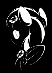 Size: 3632x5088 | Tagged: safe, artist:azdaracylius, oc, oc:moonlight blossom, unofficial characters only, pegasus, pony, black and white, female, flower, flower in hair, grayscale, mare, monochrome, solo