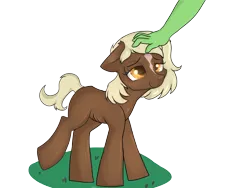 Size: 4000x3000 | Tagged: source needed, safe, artist:dumbwoofer, oc, oc:anon, ponified, ponified:verity, unofficial characters only, earth pony, human, pony, art pack:marenheit 451 post-pack, /ourfilly/, eyes open, female, filly, happy, head pat, image, pat, png, ribs, simple background, thin, transparent background, verity