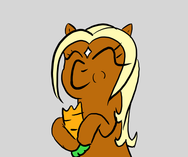 Size: 3000x2514 | Tagged: artist needed, source needed, safe, ponified, ponified:verity, unofficial characters only, earth pony, pony, art pack:marenheit 451 post-pack, carrot, eating, eyes closed, female, filly, food, hoof hold, image, png, simple background, smiling, solo, verity