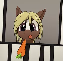 Size: 1093x1045 | Tagged: artist needed, source needed, safe, ponified, ponified:verity, unofficial characters only, earth pony, pony, art pack:marenheit 451 post-pack, carrot, female, filly, food, image, png, solo, stable, tongue out, verity