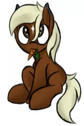 Size: 684x1022 | Tagged: source needed, safe, artist:ahorseofcourse, ponified, ponified:verity, unofficial characters only, earth pony, pony, art pack:marenheit 451 post-pack, carrot, eating, female, filly, food, image, looking up, png, simple background, solo, verity, white background