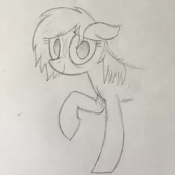 Size: 3024x3024 | Tagged: artist needed, source needed, safe, ponified, ponified:verity, unofficial characters only, earth pony, pony, art pack:marenheit 451 post-pack, emaciated, female, filly, image, jpeg, looking at you, smiling, solo, traditional art, verity