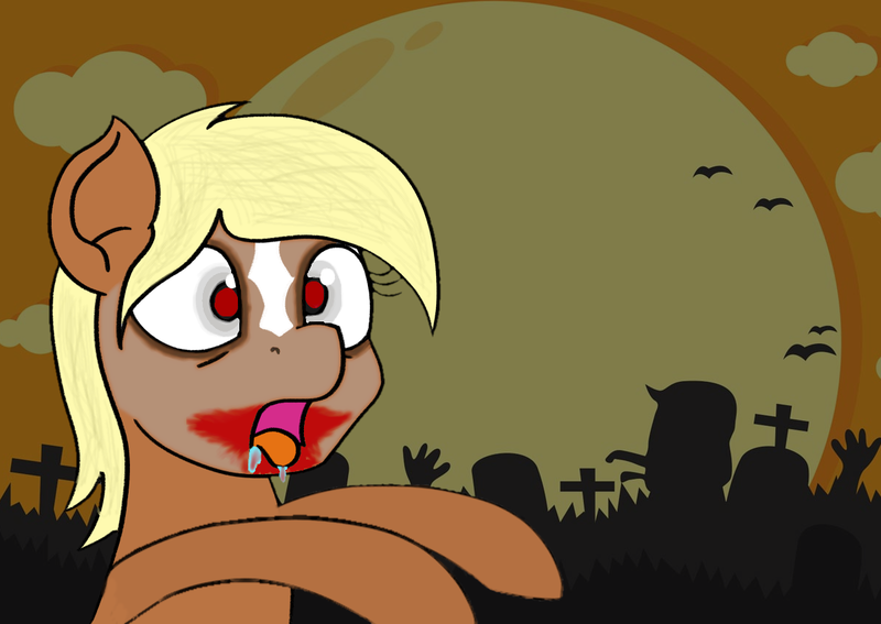 Size: 1200x850 | Tagged: safe, artist:anonymous, ponified, ponified:verity, unofficial characters only, earth pony, pony, undead, zombie, /mlp/, 4chan, female, filly, full moon, gravestone, graveyard, halloween, holiday, moon, verity