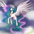 Size: 4000x4000 | Tagged: safe, artist:ser-p, princess celestia, alicorn, pony, absurd resolution, cloud, flying, large wings, lidded eyes, looking at you, sky, solo, spread wings, wings