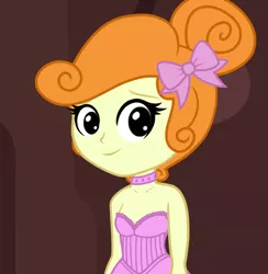 Size: 622x636 | Tagged: safe, anonymous editor, edit, edited screencap, screencap, scribble dee, equestria girls, equestria girls series, five lines you need to stand in, spoiler:eqg series (season 2), alternate hairstyle, bow, choker, clothes edit, cropped, female, hair bow, no iris, solo