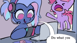 Size: 1280x720 | Tagged: safe, artist:dawnfire, performer:stefan karl stefansson, oc, oc:bit rate, oc:dawnfire, unofficial characters only, earth pony, pony, unicorn, animated, computer, cute, dancing, dialogue, eyepatch, eyes closed, female, hat, headset, hook, lazytown, mare, open mouth, pirate, pirate hat, ponyfest, ponyfest online, smiling, sound, speech bubble, webm, yelling, you are a pirate