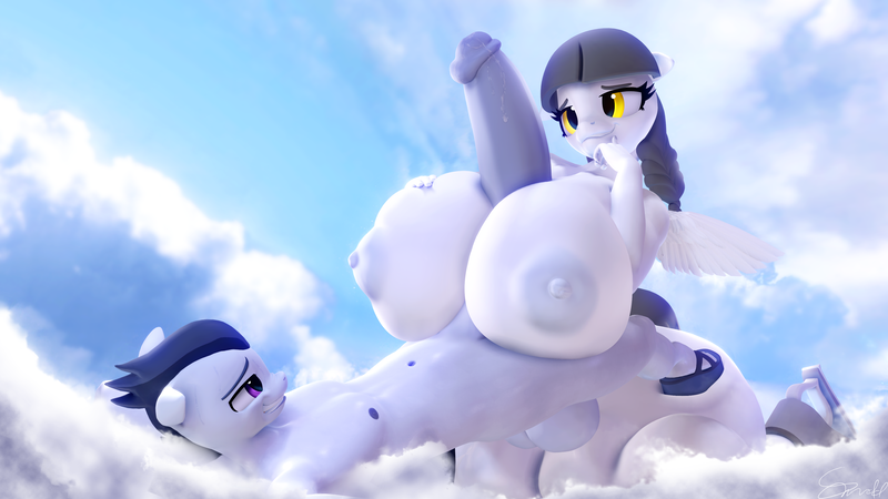 Size: 3840x2160 | Tagged: explicit, artist:snuddy, banned from derpibooru, rumble, oc, oc:caring hearts, anthro, pegasus, plantigrade anthro, 3d, balls, big breasts, boobjob, breasts, cloud, female, full body, hips, horsecock, huge breasts, image, male, missing cutie mark, mother, mother and child, mother and son, nudity, penis, platform heels, platform sandals, png, sandals, shotacon, size difference, sky, smiling, smug, son, source filmmaker, underage, vagina, vulva, wide hips, young