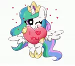 Size: 2800x2440 | Tagged: safe, artist:kittyrosie, princess celestia, alicorn, pony, blushing, crown, cute, cutelestia, ear fluff, female, filly, high res, hoof shoes, jewelry, regalia, simple background, starry eyes, white background, wingding eyes