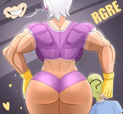Size: 3240x3004 | Tagged: suggestive, artist:nignogs, derpibooru import, gilda, oc, oc:anon, human, /mlp/, 4chan, abstract background, amazon, asserting dominance, breasts, butt, clothes, female, gildonk, gloves, grin, heart, humanized, image, muscles, muscular female, panties, png, rearboob, reversed gender roles equestria, reversed gender roles equestria general, rippda, size difference, smiling, smug, sweat, thicc ass, thighs, underwear