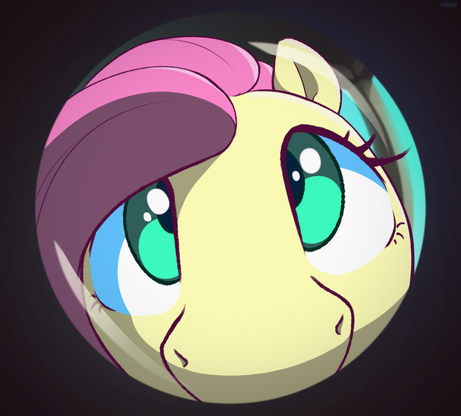 Size: 3105x2796 | Tagged: safe, artist:nookprint, fluttershy, pegasus, pony, female, fisheye lens, mare, snoot, solo