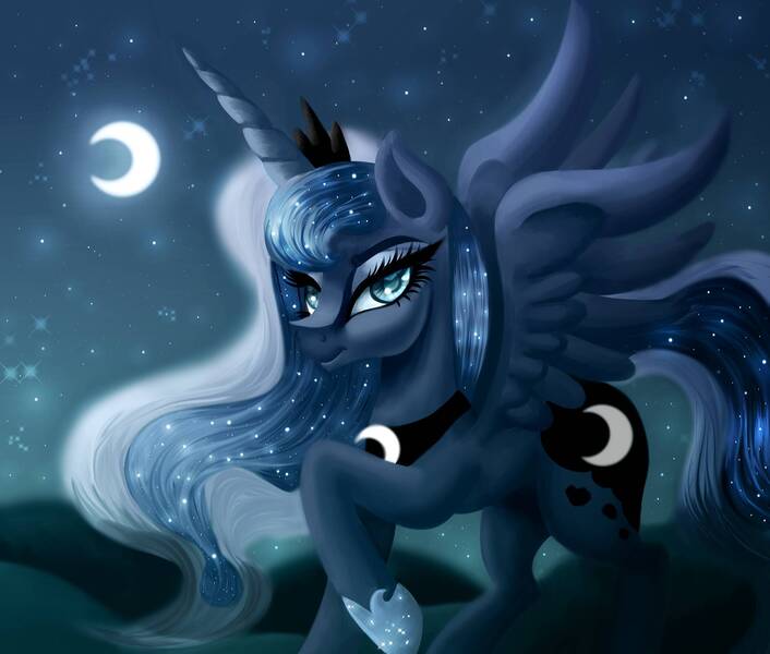 Size: 2000x1700 | Tagged: alicorn, artist:stormystica, moon, night, princess luna, safe, solo