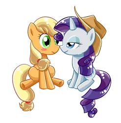 Size: 2732x2770 | Tagged: safe, artist:angier3741, derpibooru import, applejack, rarity, female, high res, lesbian, rarijack, shipping, simple background, sitting