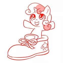 Size: 1000x1000 | Tagged: artist:madmax, characters inside shoes, cute, derpibooru import, safe, shoes, sweetie belle