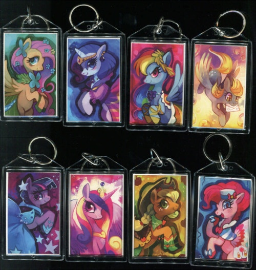 Size: 500x527 | Tagged: safe, artist:purplekecleon, derpibooru import, applejack, derpy hooves, fluttershy, pinkie pie, princess cadance, rainbow dash, rarity, twilight sparkle, pony, clothes, dress, gala dress, irl, keychain, mail, photo, toy