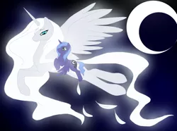 Size: 5816x4336 | Tagged: safe, artist:wolfsknight, derpibooru import, princess luna, oc, pony, absurd resolution, mother and daughter, s1 luna, woona, young