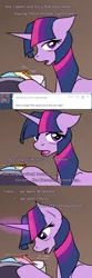 Size: 600x1800 | Tagged: semi-grimdark, artist:jykinturah, deleted from derpibooru, derpibooru import, rainbow dash, twilight sparkle, dragon, pony, unicorn, askblinddash, comic, dem feels, eye ring, female, mare, sad