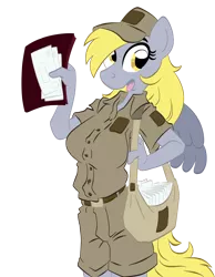 Size: 2000x2578 | Tagged: anthro, artist:trollie trollenberg, clothes, derpibooru import, derpy hooves, high res, mail, mailpony, safe, solo, uniform