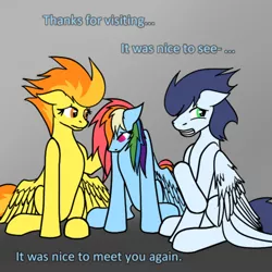 Size: 500x500 | Tagged: safe, artist:jykinturah, deleted from derpibooru, derpibooru import, rainbow dash, soarin', spitfire, pegasus, pony, askblinddash, blind, gray background, jykinturah made us cry, sad, simple background, trio