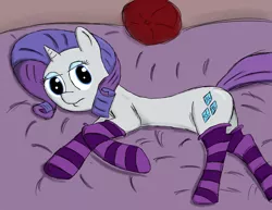 Size: 2200x1700 | Tagged: suggestive, artist:bored0stiff, derpibooru import, rarity, pony, clothes, female, socks, solo, solo female, striped socks