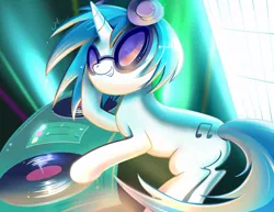 Size: 990x765 | Tagged: artist:misteelala, derpibooru import, goggles, safe, solo, vinyl scratch