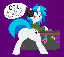 Size: 1084x956 | Tagged: suggestive, artist:joey darkmeat, artist:theshadowdude1031, derpibooru import, vinyl scratch, bottomless, clothes, dj boot-3, female, hoodie, image, plot, png, solo, solo female