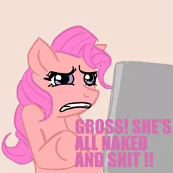 Size: 500x500 | Tagged: computer, derpibooru import, disgusted, hooves, i can't clop to this, pinkie pie, safe, vulgar