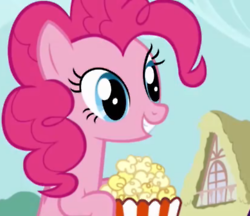 Size: 250x216 | Tagged: safe, derpibooru import, screencap, pinkie pie, earth pony, pony, cropped, female, food, mare, popcorn, solo