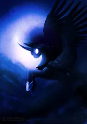 Size: 793x1135 | Tagged: artist:aeritus, derpibooru import, glowing eyes, night, princess luna, safe, solo