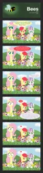 Size: 1280x5120 | Tagged: safe, artist:dtcx97, derpibooru import, apple bloom, fluttershy, sweetie belle, bee, earth pony, pegasus, pony, unicorn, bow, comic, female, filly, flower, foal, hair bow, hooves, horn, image, lineless, mare, open mouth, png, post-crusade, white skin, wings, yellow skin