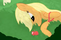 Size: 2000x1317 | Tagged: apple, applejack, artist:dazed-and-wandering, derpibooru import, loose hair, obligatory apple, safe, side, solo