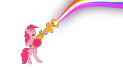Size: 960x540 | Tagged: safe, artist:fantasyblade, derpibooru import, pinkie pie, earth pony, pony, animated, animated png, bipedal, female, mare, rainbow, simple background, solo, starry eyes, team fortress 2, transparent background, wingding eyes