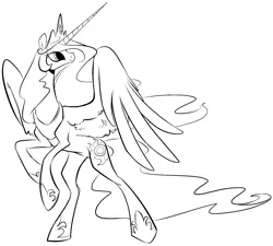 Size: 1768x1591 | Tagged: artist:briskby, derpibooru import, monochrome, princess celestia, safe, solo