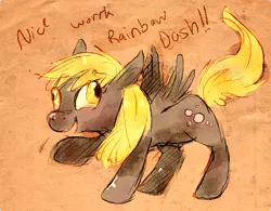 Size: 444x346 | Tagged: safe, artist:lanceleppot, derpibooru import, derpy hooves, pegasus, pony, female, mare, quote, solo