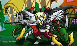 Size: 2362x1417 | Tagged: altron gundam custom, anthro, artist:halotheme, derpibooru import, derpy hooves, gundam, gundam deathscythe hell custom, gundam heavyarms custom, gundam sandrock custom, gundam wing, overkill, parody, safe, wing gundam zero custom