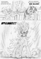 Size: 845x1200 | Tagged: angry, artist:leovictor, comic, derpibooru import, dragon ball, dragon ball z, gritted teeth, open mouth, pinkie pie, rage, safe, scared, shivering, spike, super saiyan, this will end in tears and/or death, twilight sparkle, wide eyes, xk-class end-of-the-world scenario