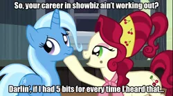 Size: 1280x714 | Tagged: safe, derpibooru import, edit, edited screencap, screencap, cherry jubilee, trixie, pony, the last roundup, image macro, madame jubilee, meme