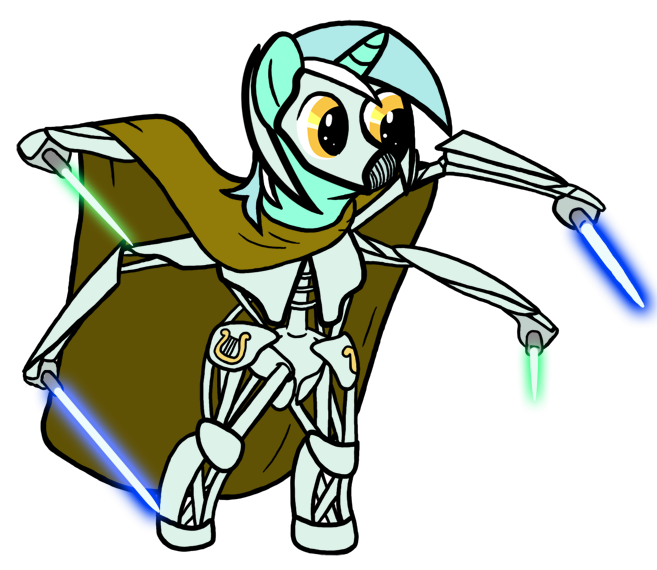 Size: 657x570 | Tagged: crossover, derpibooru import, general grievous, lightsaber, lyra heartstrings, safe, star wars